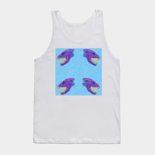 Diaphonized Hyena Skull Gold Teeth Blue Tank Top